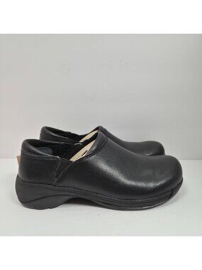 Mozo Forza Oil Slip Resistant Traction Women's Black Leather Clog US Sz 7.5 NWT